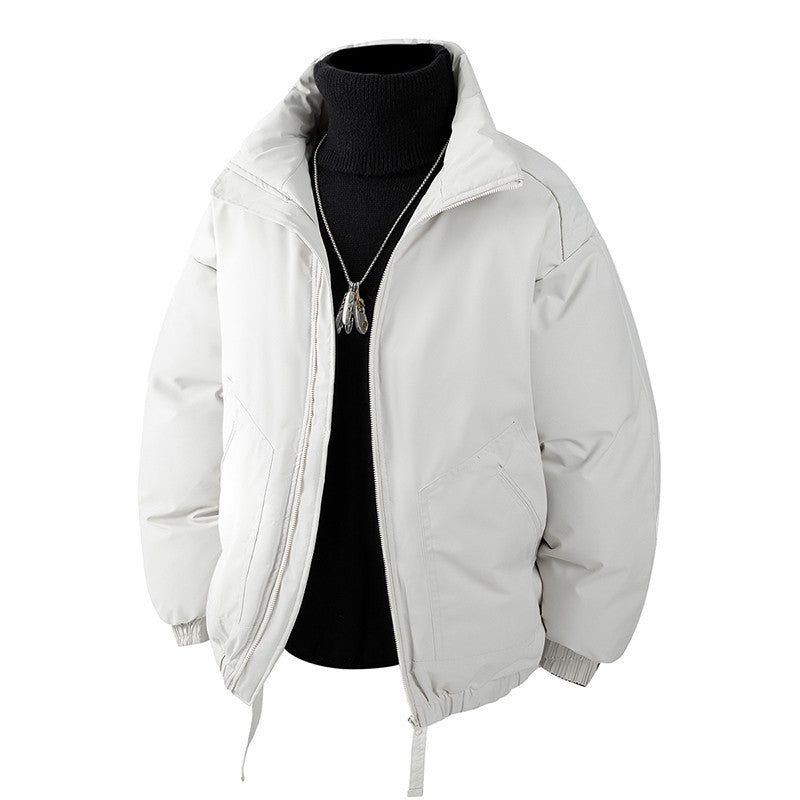 Men's Oversized Thermal Quilted Jacket with High Collar, Zipper and Drawstring Mune Fashion