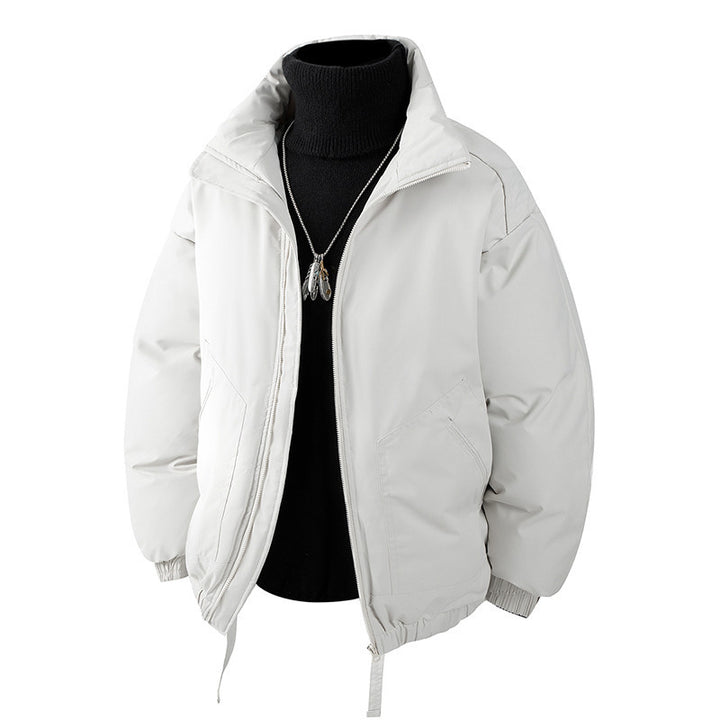 Men's Oversized Thermal Quilted Jacket with High Collar, Zipper and Drawstring Mune Fashion