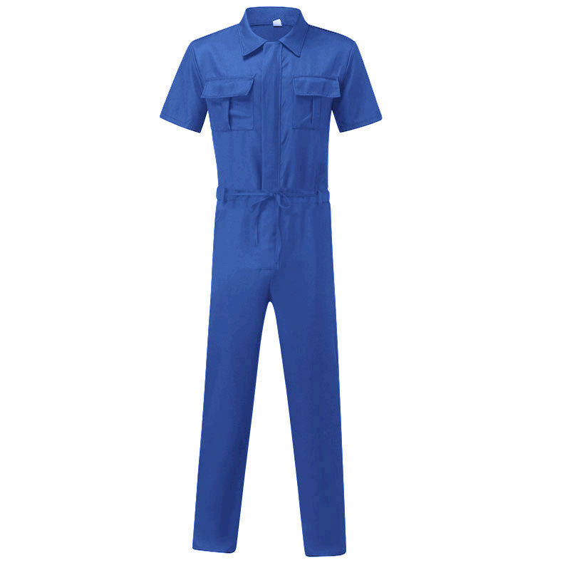 Men's short-sleeved overall work suit with concealed front closure and applied chest pockets Mune Fashion
