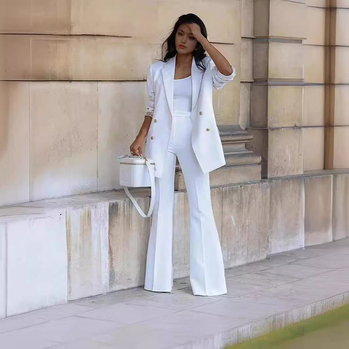 Women's Two-Piece Tailoring Set with Oversized Blazer and High-Waist Flared Pants Mune Fashion
