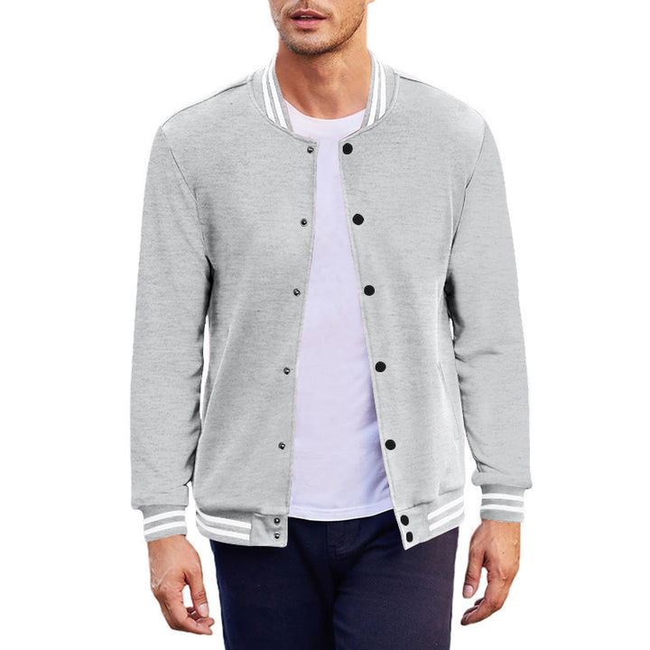 Men's College Bomber Jacket in Varsity Style with Snap Button Placket and Ribbed Cuffs Mune Fashion