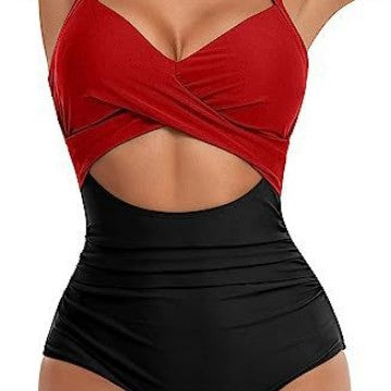 Women's One-Piece Swimsuit with Elegant Wrap Cut Mune Fashion