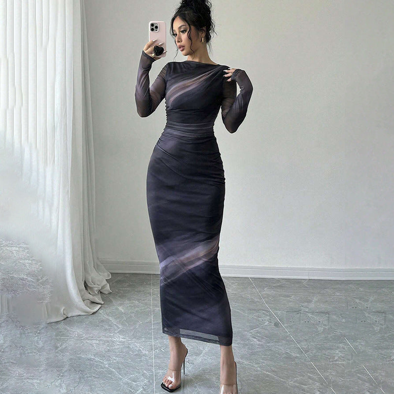 Ladies Elegant Wrap Dress with Texture Mune Fashion
