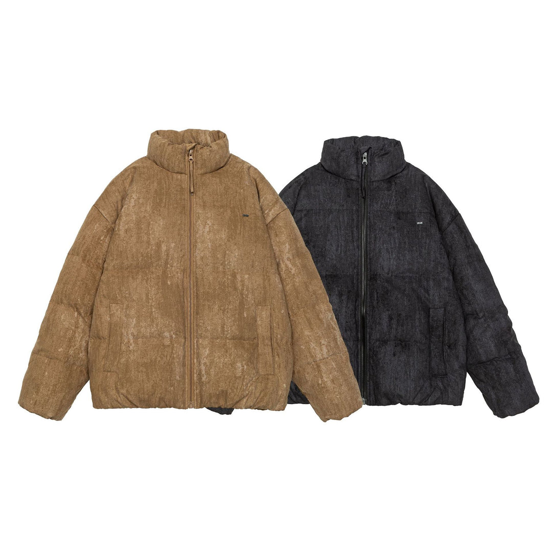 Men's Oversize Quilted Thermal Puffer Jacket with High Stand Collar Mune Fashion