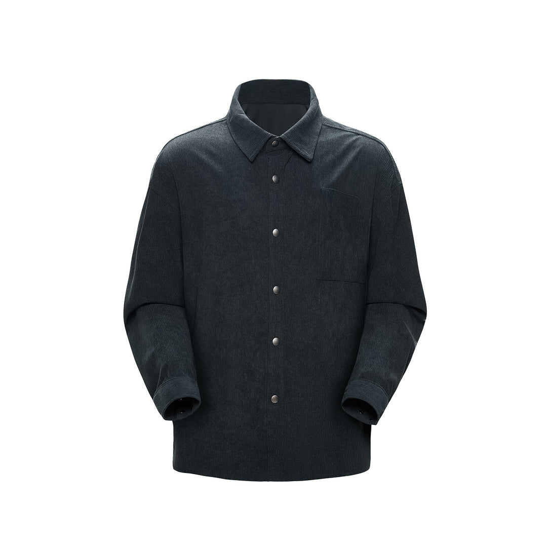 Men's Oversized Corduroy Shirt Jacket with Snap Buttons and Chest Pocket Mune Fashion
