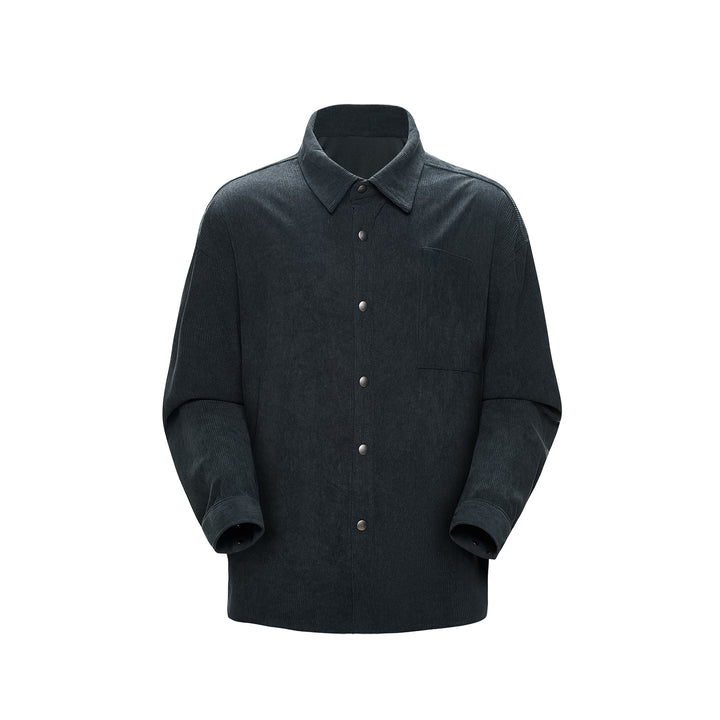 Men's Oversized Corduroy Shirt Jacket with Snap Buttons and Chest Pocket Mune Fashion