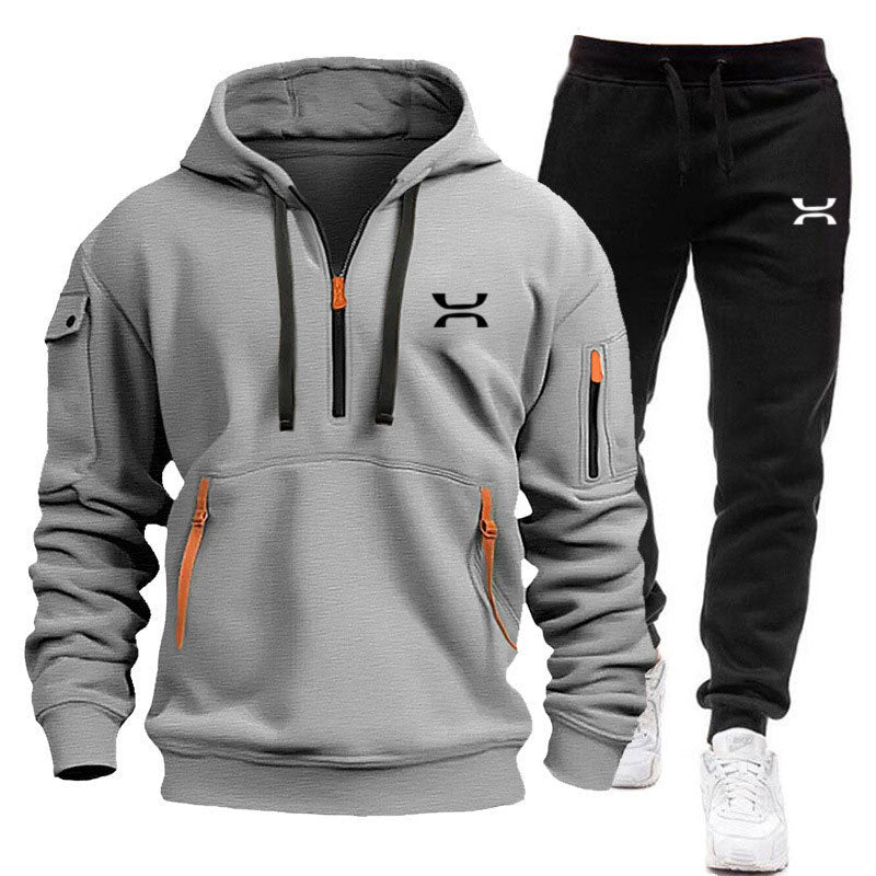 Men's Sporty Hoodie and Tracksuit Set with Functional Pockets and Sporty Cut Mune