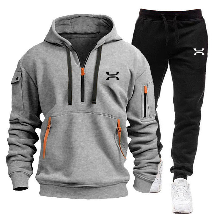 Men's Sporty Hoodie and Tracksuit Set with Functional Pockets and Sporty Cut Mune