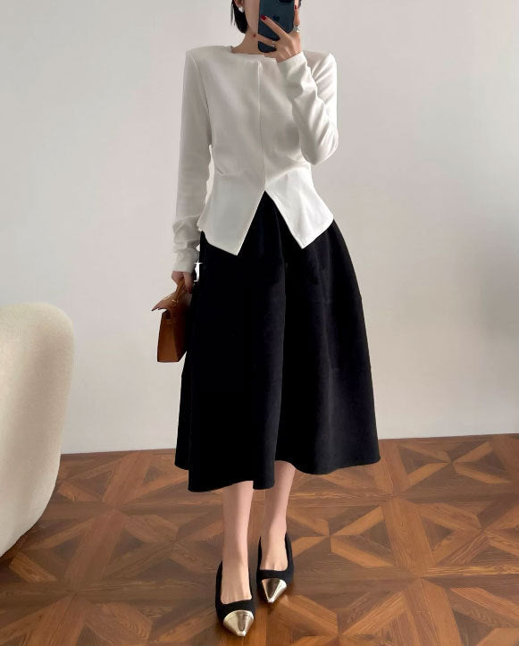 Ladies Stylish, airy 3/4 sleeve cardigan and midi dress combination Mune Fashion