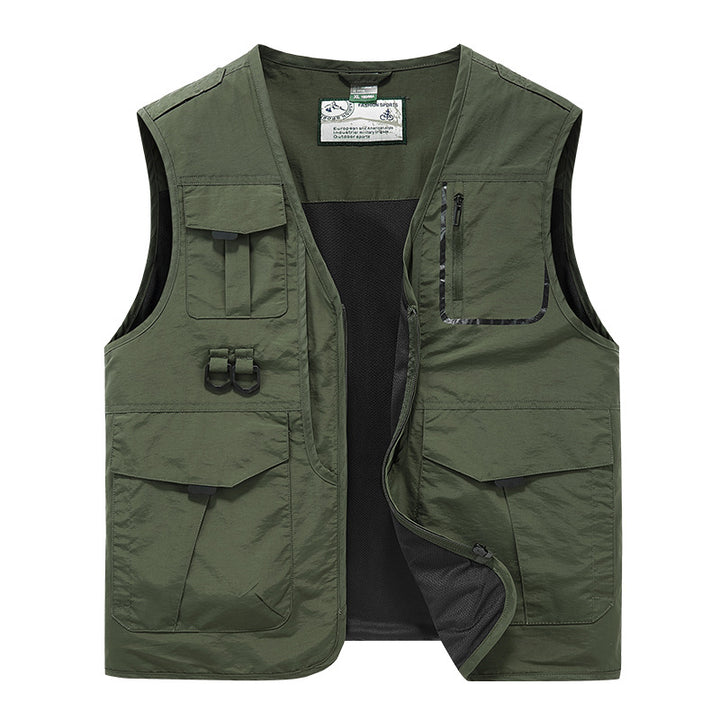 Men's Multifunctional Outdoor Utility Vest with Multi-Pockets, Mesh Lining and D-Rings Mune Fashion