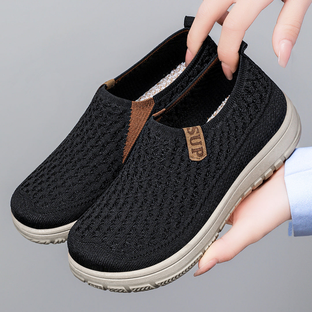 Women’s knitted slip-on comfort sneakers with elastic entry, breathable 3D knit, and cushioned EVA sole Mune Fashion