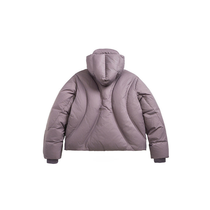 Unisex Short padded puffer jacket with high closing collar, voluminous hood and zippered pockets Mune Fashion