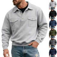 Men's polo collar sweatshirt with patch chest pockets and ribbed cuffs Mune Fashion