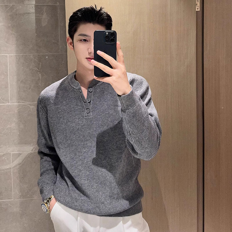 Men's chunky knit sweater with high collar and zipper Mune Fashion