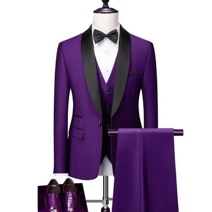 Men's tailor-made tuxedo with shawl collar, vest, and elegant evening trousers Mune Fashion