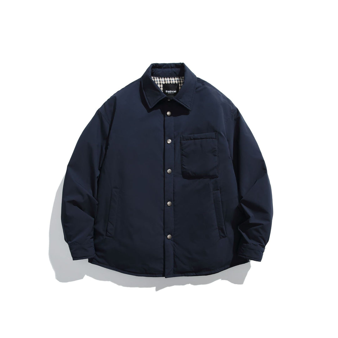 Unisex Padded Coach Jacket with Check Lining and Snap Button Placket Mune Fashion