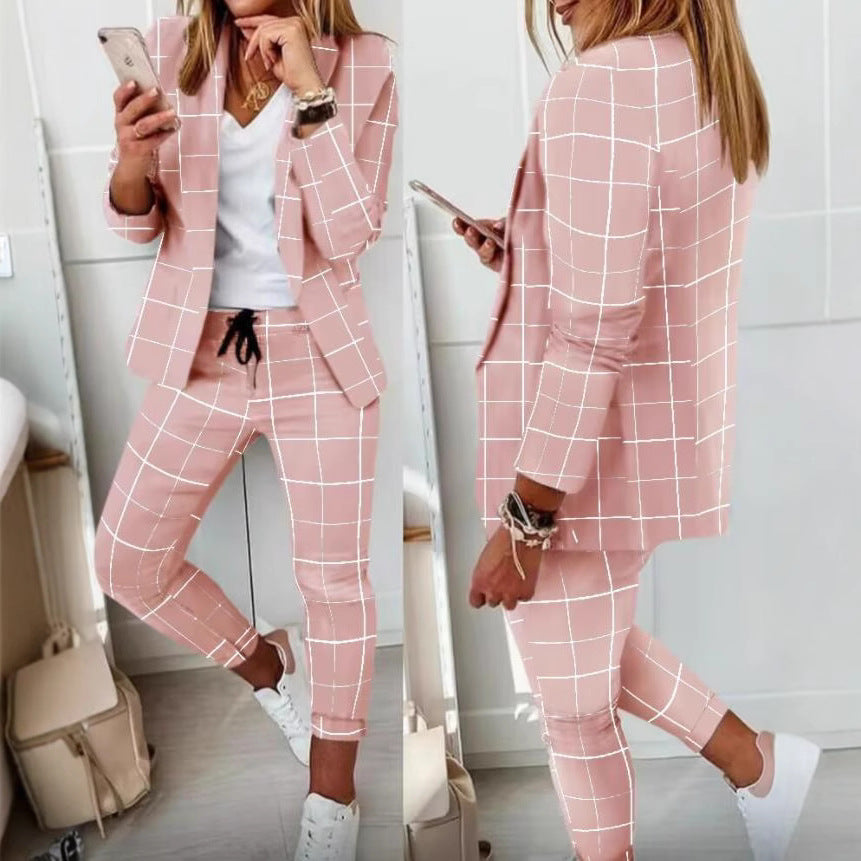 Women's Checked Slim-Fit Jogging Pants with Drawstring and Ankle-Length Cut Mune Fashion