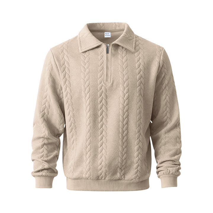 Men's coarse knitted troyer with short zipper and polo collar Mune Fashion