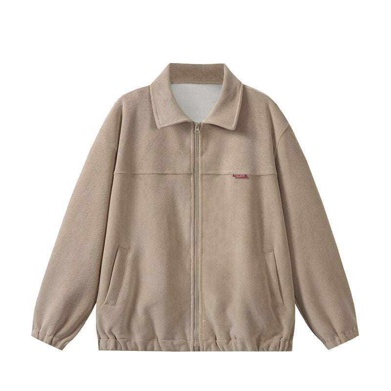 Unisex fleece blouson jacket in boxy cut with shirt collar, full zip and elastic hem Mune Fashion