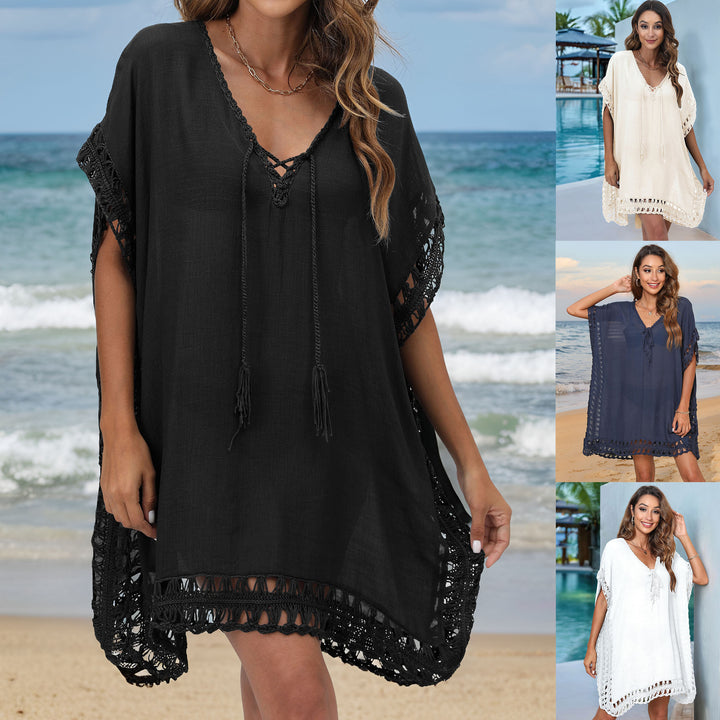 Women's airy beach cover-up with decorative crochet accents Mune Fashion