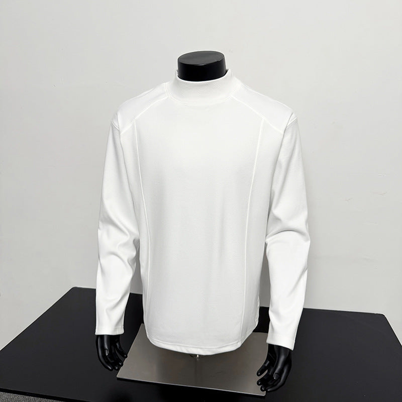 Men's fine mockneck long-sleeve shirt with minimalist decorative seams and relaxed fit Mune Fashion