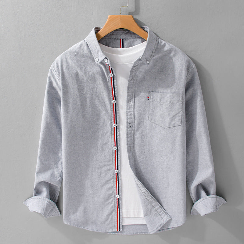Men's Lightweight Cotton Shirt with Stand-Up Collar and Contrasting Button Placket Mune Fashion
