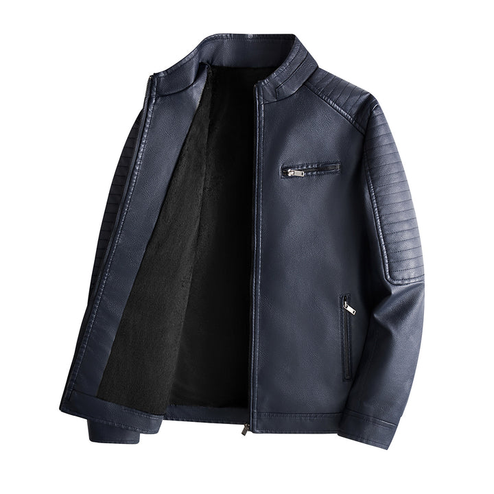 Men's Fashion Leather Jacket with Quilted Seams Mune Fashion