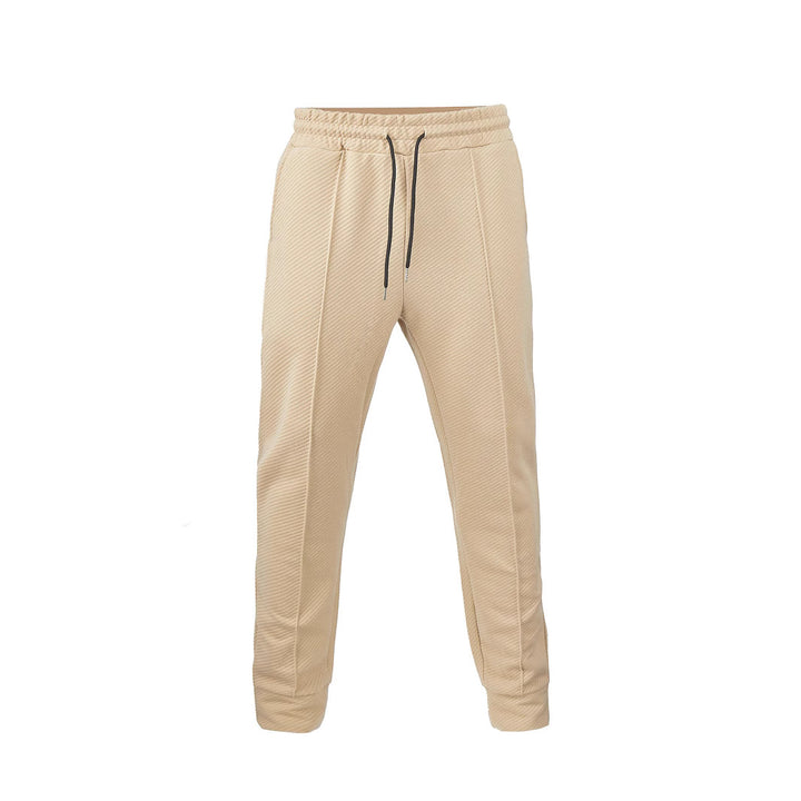 Men's diagonal structured comfort jog pants with pre-shaped inseam and ribbed ankle cuff Mune Fashion