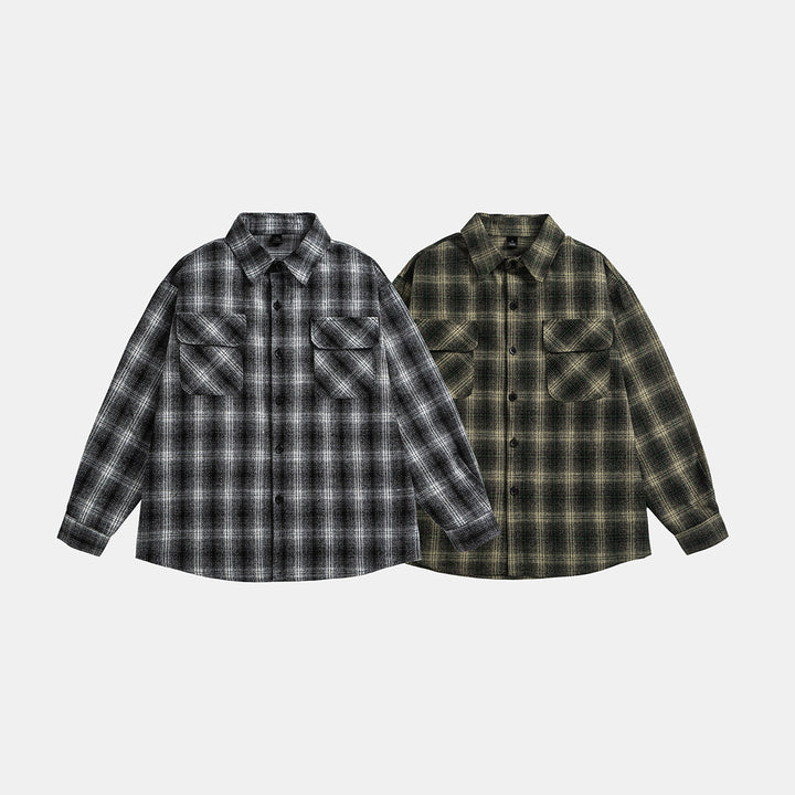 Unisex Checked Overshirt Jacket in Flannel Look with Chest Flap Pockets Mune Fashion