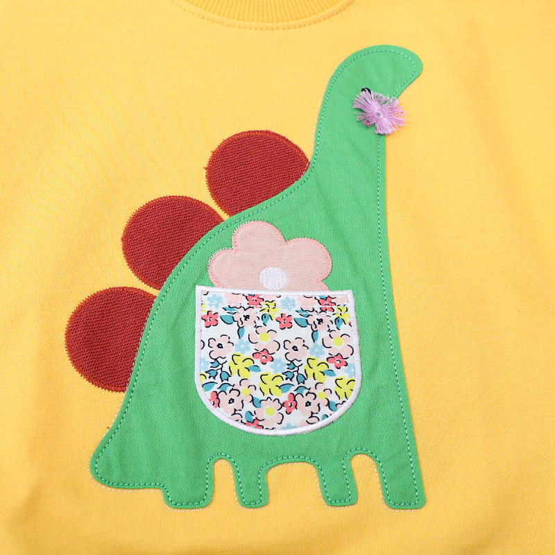 Girls Sweatshirt with Creative Dinosaur Design Mune Fashion