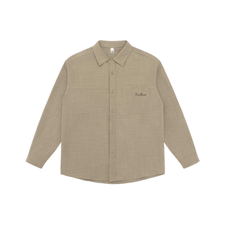 Unisex Lightweight Shirt Jacket in Overshirt Style made of Linen-Cotton Blend with Chest Pocket and Rounded Hem Mune Fashion