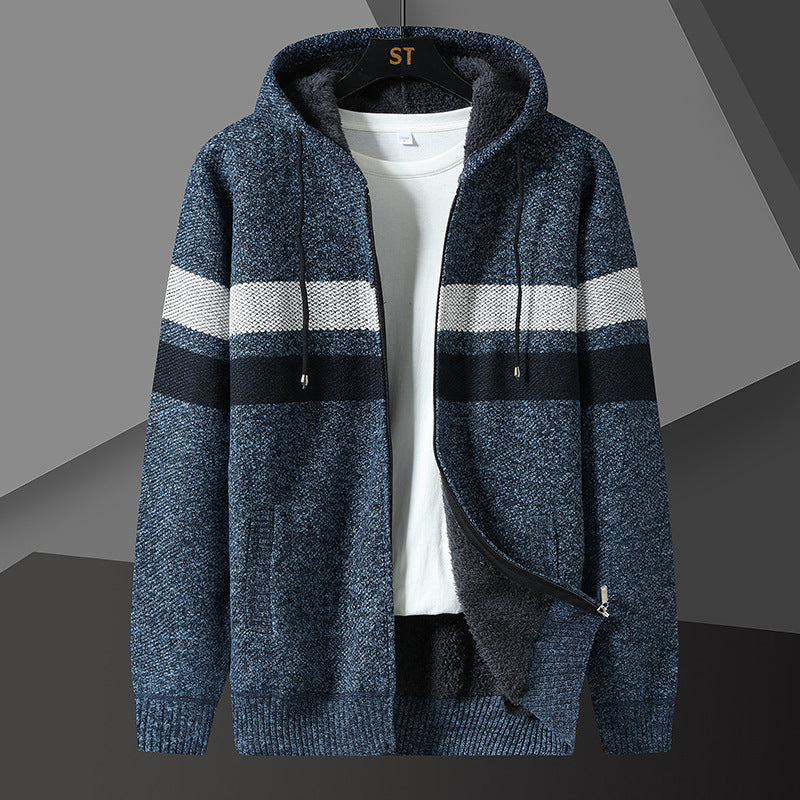 Men's padded knit hooded jacket with full zip and teddy lining Mune Fashion