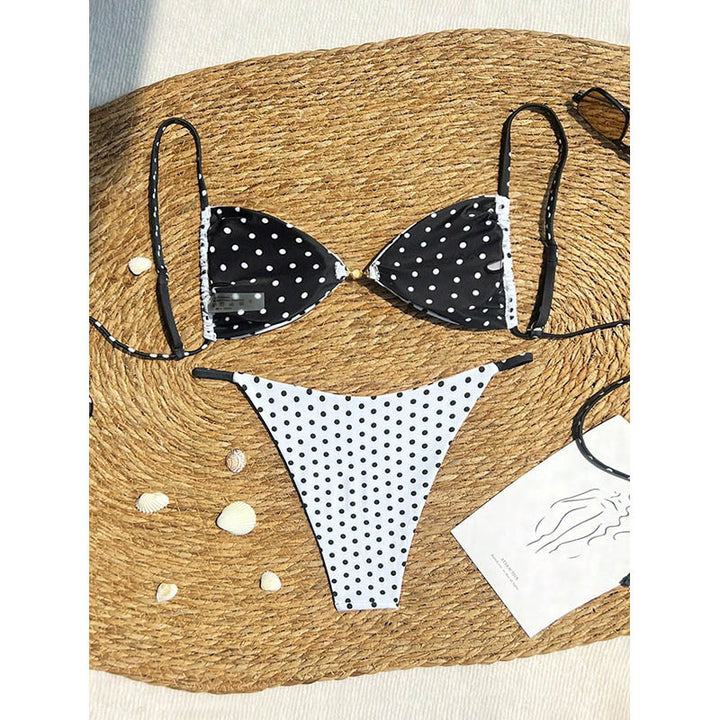 Women's triangle bikini with playful polka dot pattern and adjustable straps Mune Fashion