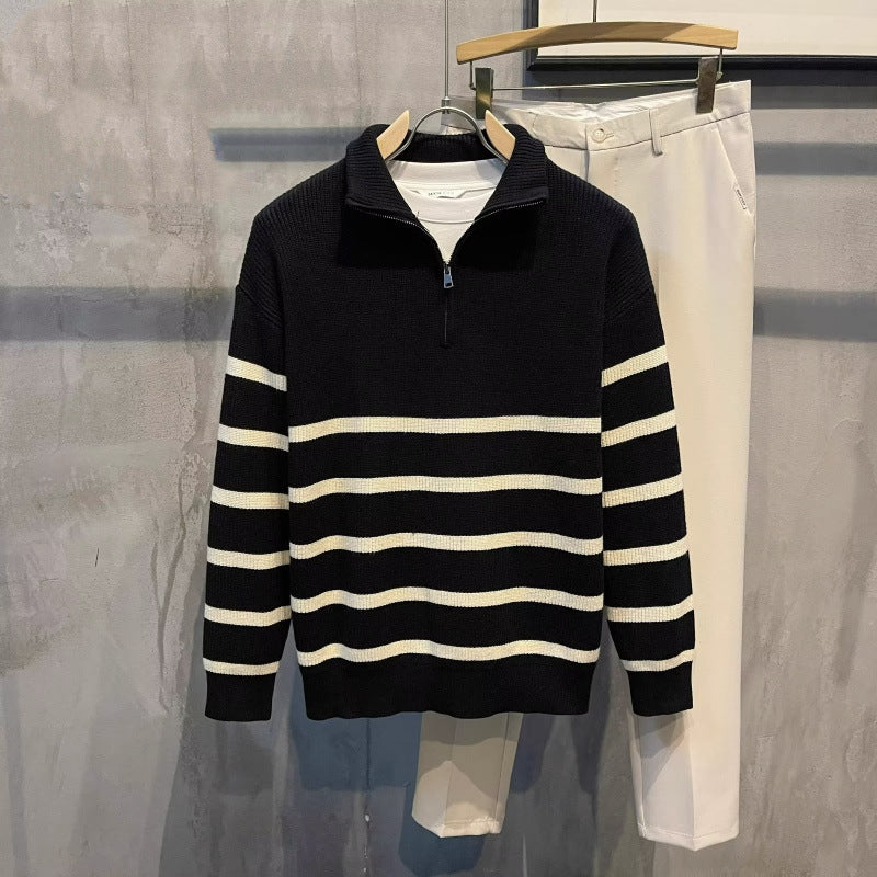 Men's Stylish Knit Sweater with Stand-up Collar Mune Fashion