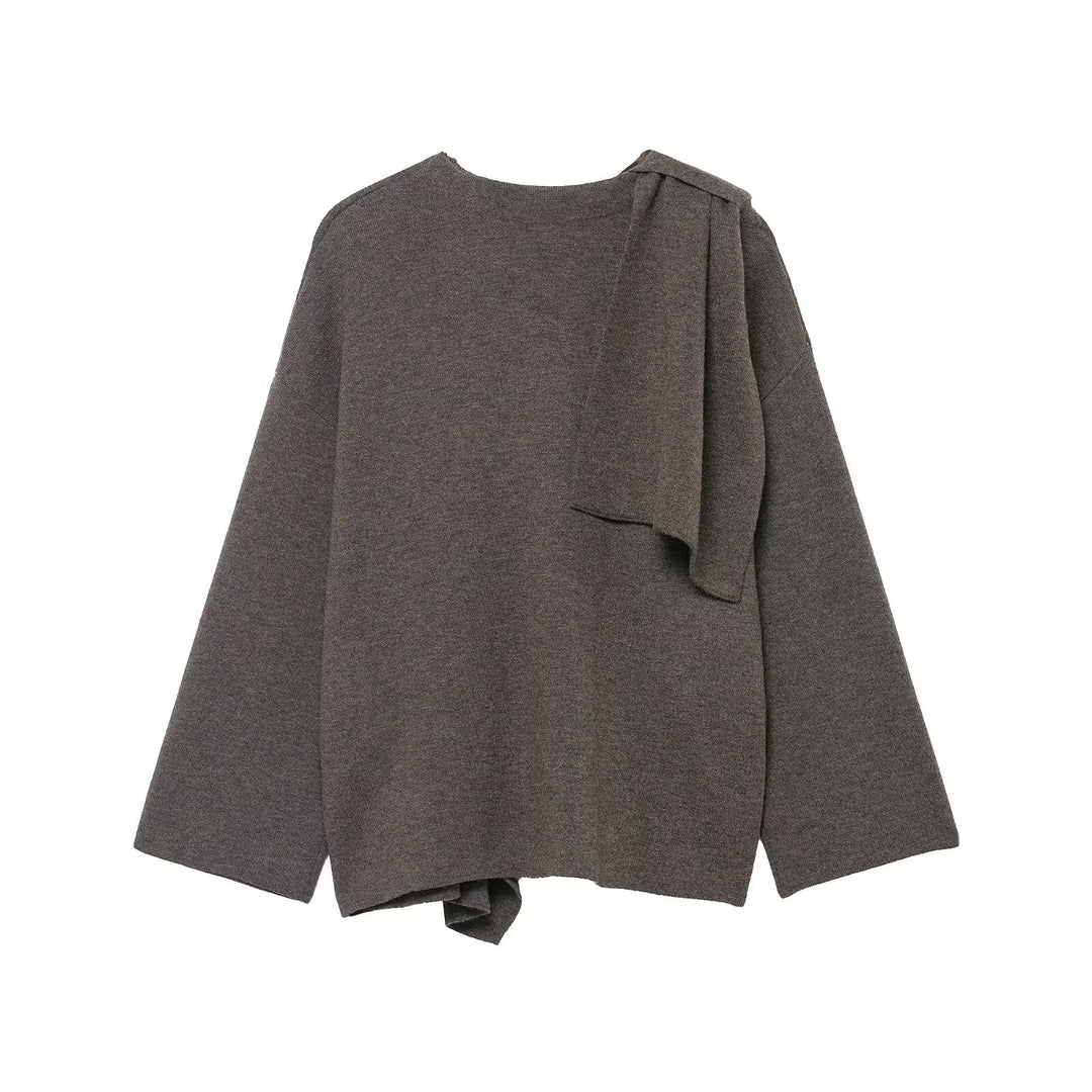 Women's Draped Oversized Cardigan with Hooded Collar and Wide Sleeves Mune Fashion