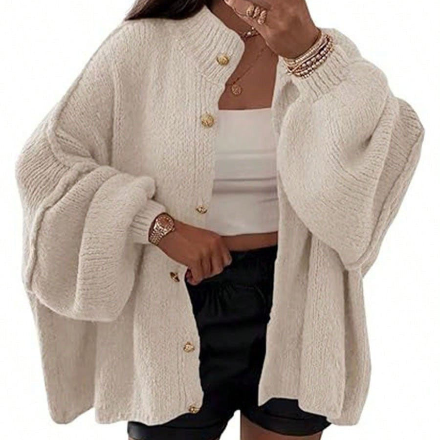 Women's Fluffy Cardigan with Dropped Shoulders Mune