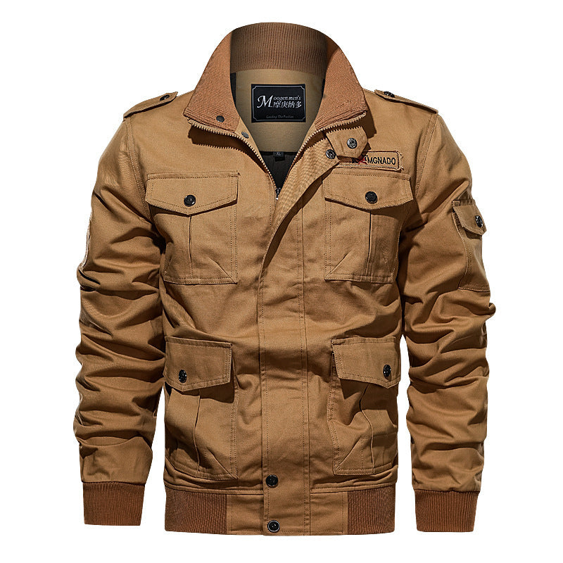 Men's robust cotton canvas field blazer with flap pockets, shoulder epaulettes, and ribbed cuffs Mune Fashion