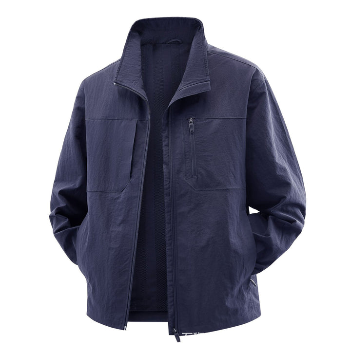 Men's Lightweight Field Utility Jacket with Mesh Lining, Stand-Up Collar and Zipper Pockets Mune Fashion