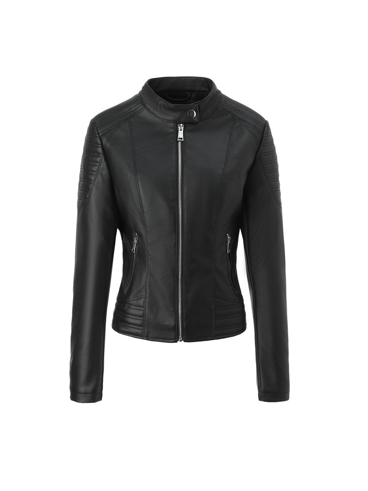 Women Stylish Faux Leather Jacket Mune Fashion