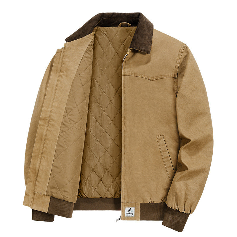 Men's Fashion Transitional Jacket with Velvety Collar Mune Fashion