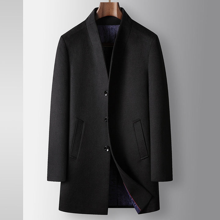 Men's coat made of wool blend with stand-up collar and light thermal lining Mune Fashion