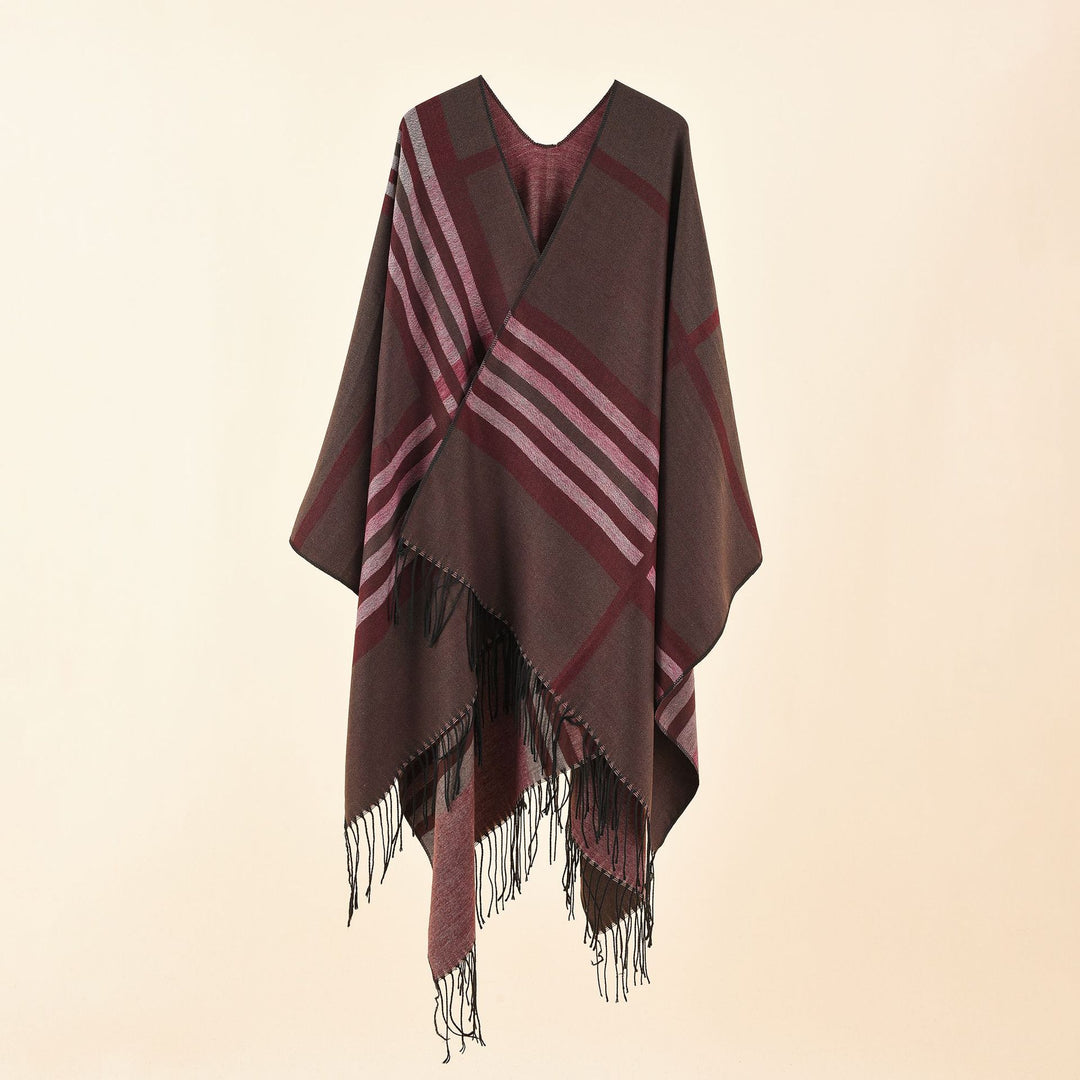 Women Jacquard Poncho with Paisley pattern Mune Fashion