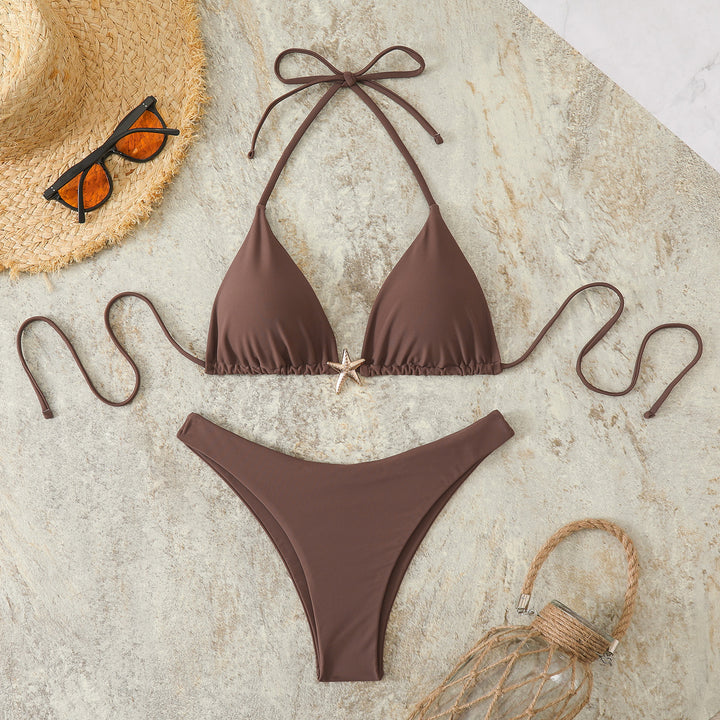 Women's Triangle Bikini with Fashionable Star Detail Mune Fashion