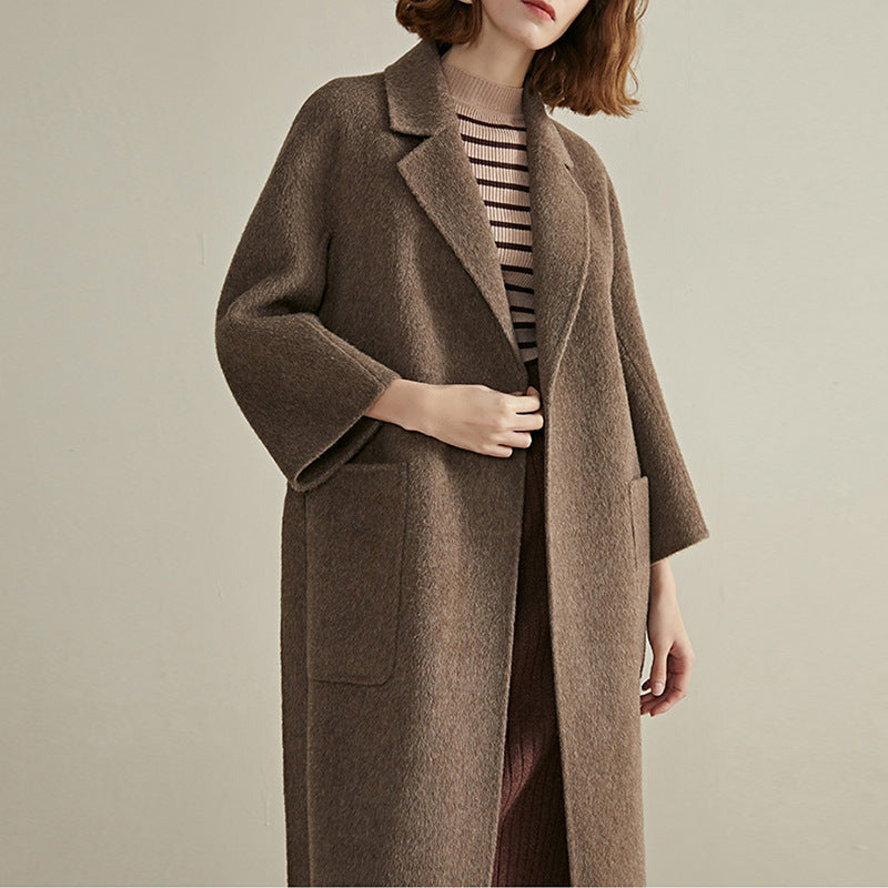 Women Stylish Wool Coat with Waist Belt Mune Fashion