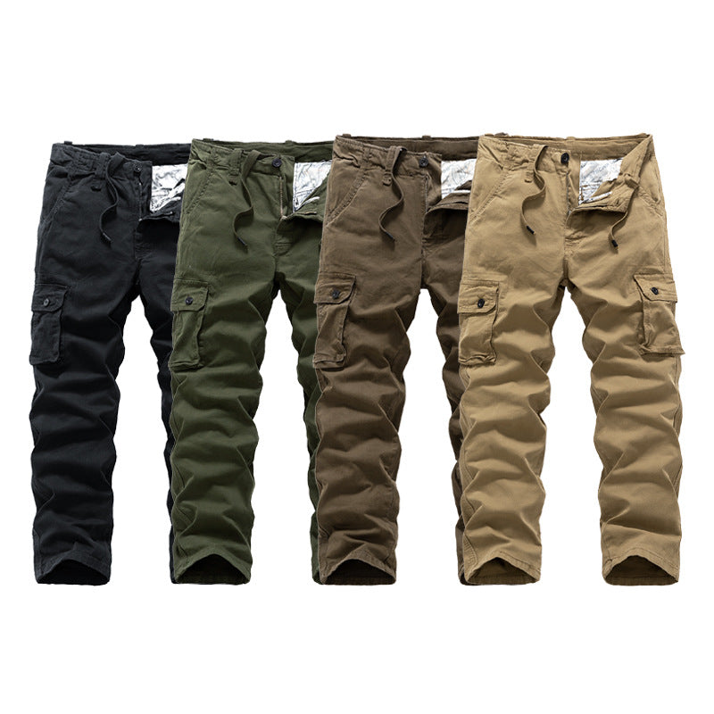 Men's Robust Canvas Cargo Pants with Drawstring Waistband, Knee Inserts, and Multiple Flap Pockets Mune Fashion