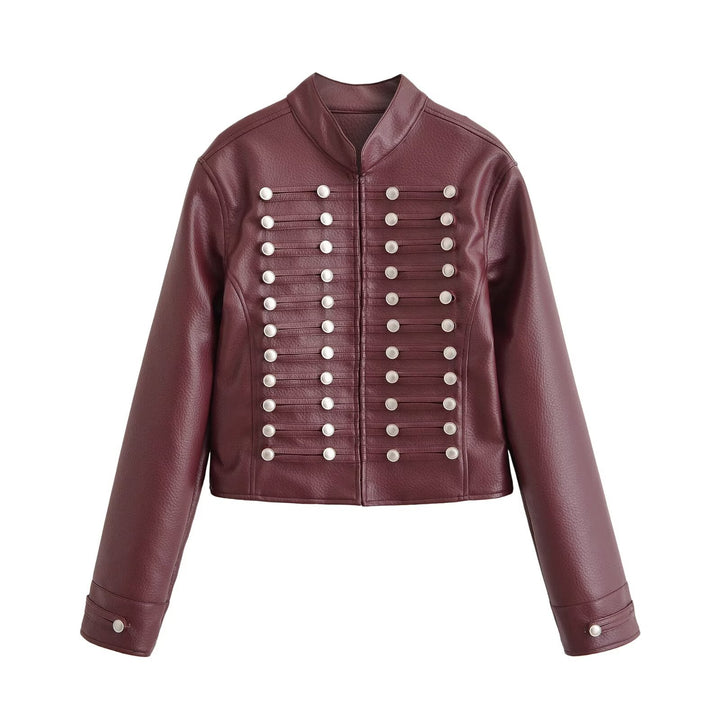 Women's short jacket in sailor military mix with decorative rows and stand-up collar Drune