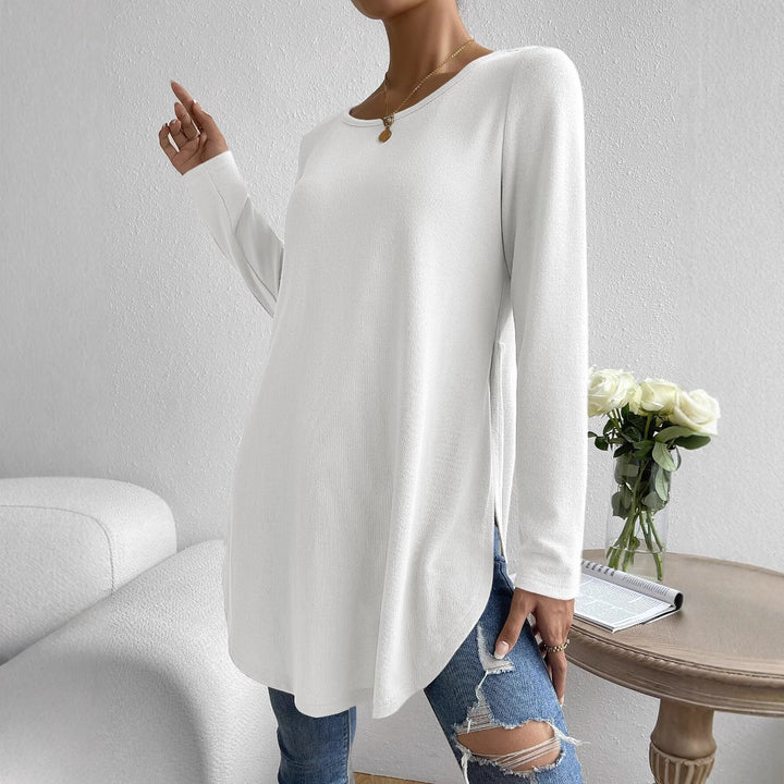 Women's Oversize Longline Fine Knit Tunic with Round Neckline Mune Fashion