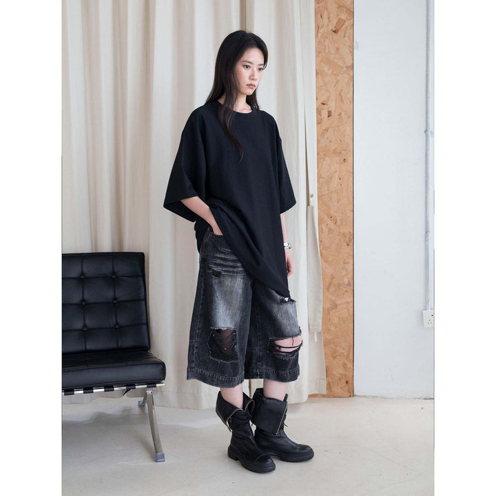 Women Oversized Boxy T-Shirt with Extended Sleeves and Heavy Cotton Quality Mune Fashion