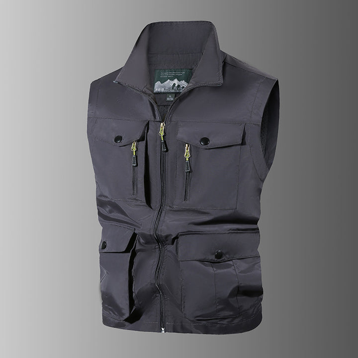 Men's multifunctional outdoor vest with multiple pockets and stand-up collar Mune Fashion