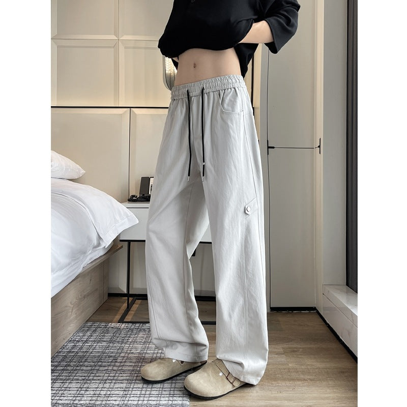 Men's Loose-Fitting Cargo Casual Pants with Elastic Waistband, Drawstring, and Side Flap Pocket Mune Fashion